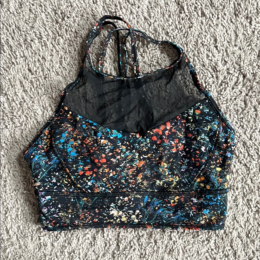 Colorful Splatter Print Sports Bra